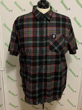 Middle Of Beyond Button Down Shirt Bill & Ted's Bogus Journey MOB Plaid Mens M